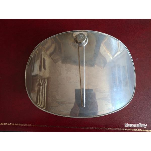 Rare bouillotte ventrale chromée de chauffeur de voiture ou d'officier supérieur des années 1900