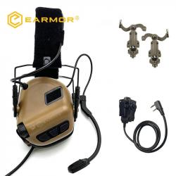 Pack Earmor M32 SE + PTT + Support Casque - Tan