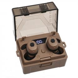 Bouchons d'oreille Electroniques Antibruit Bluetooth NRR27dB Chasse Tir Tactique Musique Marron