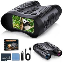 Jumelles Vision Nocturne 4K UHD Photos 36MP Zoom 8x Écran LCD 2" Portée 300m Carte SD 32Go Incluse