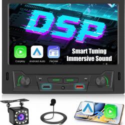 Autoradio 1 Din CarPlay avec Écran Tactile de 8 Pouces, Radio 1DIN avec Carplay Android Auto sans Fi