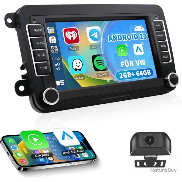 Autoradio Android 13 pour VW Passat/Golf/Polo/Caddy/Tiguan/Jetta et Plus : cran Tactile HD 7 Pouces