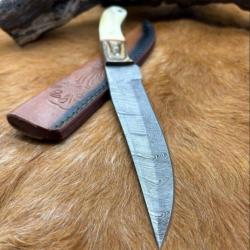 Couteau de chasse -  Damas - Manche en os (4)