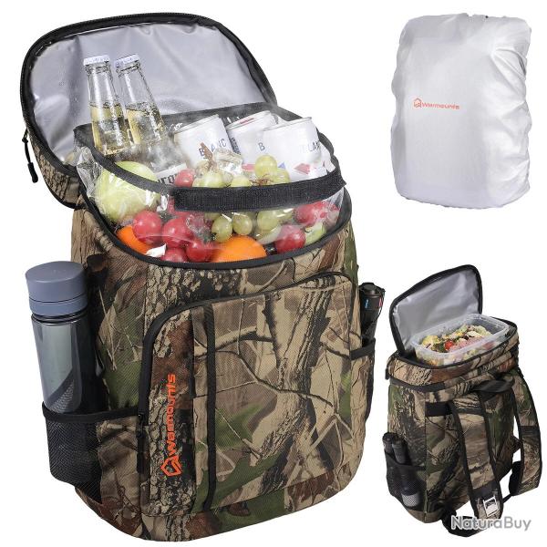Sac--dos isotherme MONTURES isol pour 36 canettes avec couvercle isolant, sac--dos isotherme