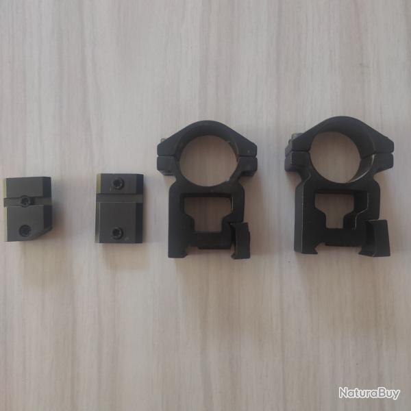Paire de colliers 25.4mm avec 2 embases pour Mauser 98