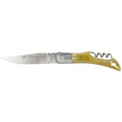 Couteau Camarguais Tire-bouchon Trident soudé - Lame 90mm - Manche Corne