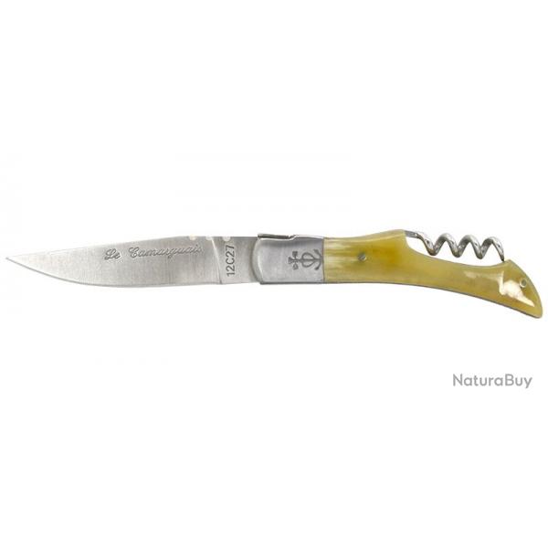 Couteau Camarguais Tire-bouchon Trident soud - Lame 90mm - Manche Corne