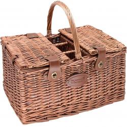 Panier pique-nique en osier Vichy bleu - 4 personnes