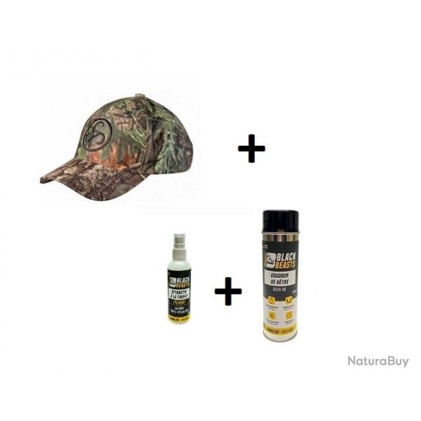 Flash ! Pack Goudron vgtal htre BLACKBEASTS spray 500ml+spray truffe 100ml + casquette SAUER cam