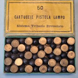 Une cartouche pour pistolet Tribuzio-Lampo Bte vers 1889 poudre noire cat D