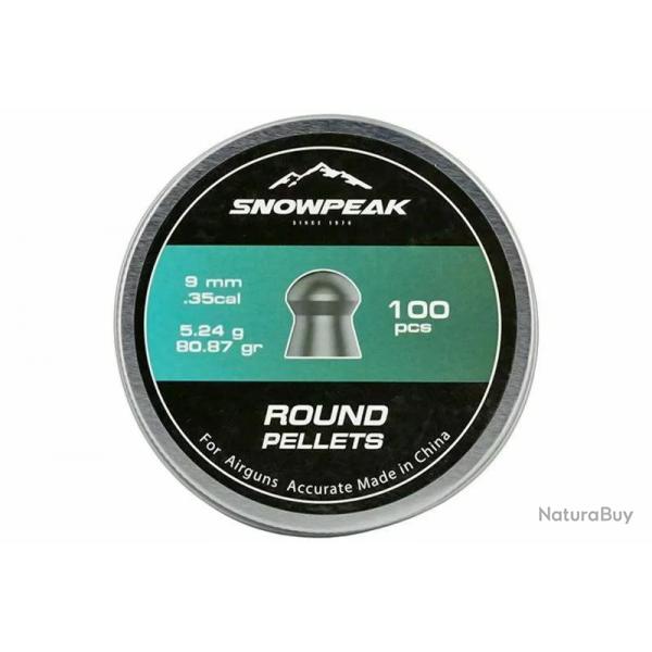 100 Plombs dômés Calibre 9 mm Snowpeak