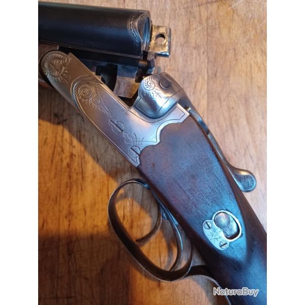 RARE FUSIL GREENER ARTISANAL ALLEMAND JUXTAPOS LONGUE PORTE  PALOMBE/CANARD CANONS 75CM BEL TAT