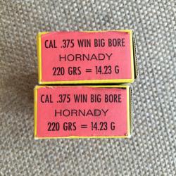 Munitions Sologne cal .375 win big bore ogive Hornady 220gr- 14.23gr