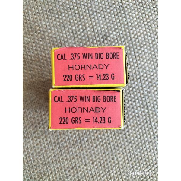 Munitions Sologne cal .375 win big bore ogive Hornady 220gr- 14.23gr