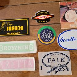 Lot d'autocollants de chasse , armes,tir