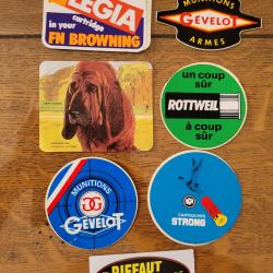 Lot d'autocollants de chasse , munitions  cartouches