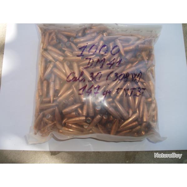 100 OGIVES CAL 30 D.M 41 147 gr d'un lot de 1000 vendues par 100