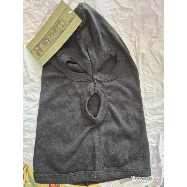 Cagoule / Balaclava noire Mil-Tec 3 trous en coton - Airsoft / Militaire Tactique