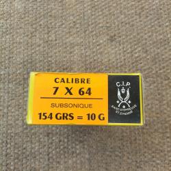 Munitions Sologne cal 7x64 subsonic 154 gr