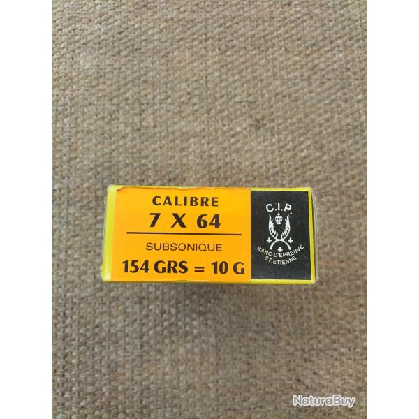 Munitions Sologne cal 7x64 subsonic 154 gr