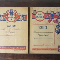 2 Protège cahiers pile Wonder 1950