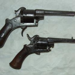 2 REVOLVERS à BROCHES cal 7 et 9 mm / dans l'état !