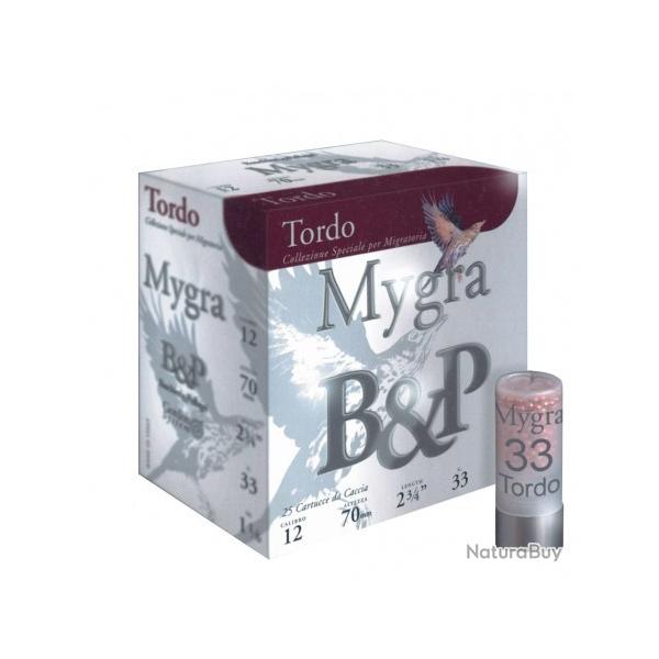 Cartouches B&P Mygra Tordo 33g BJ plomb n9.5 - Cal. 12 x2 boites
