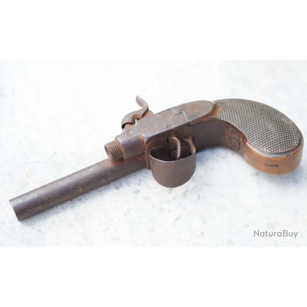 Pistolet coffre  double canon avec un canon absent - XIX -  COU25DBL001