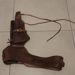 Holster western en cuir Denix - Ceinture + étui revolver - Style Far West