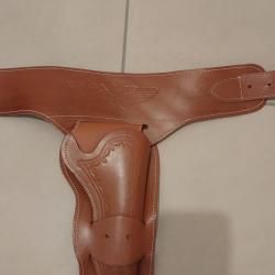 Holster western en cuir marron Denix - Ceinture + étui revolver - Style Far West