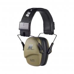 Casque de Tir Tactique Anti-Bruit 25dB - Protection Auditive Chasse & Stand, Réduction Active - VERT
