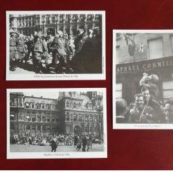 Lot de 3 cartes postales reproduction Libération de paris 1944
