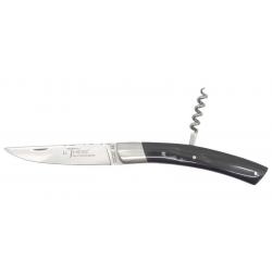 Couteau Coutellerie Chevalerias Le Thiers 2 pièces - Lame 110mm - Manche Corne Noire - Tire-bouchon