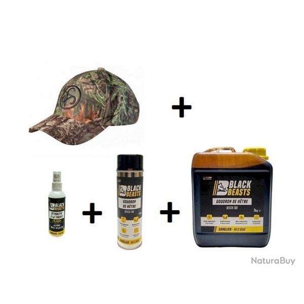 Flash ! Pack Goudron vgtal htre BLACKBEASTS Bidon 3KG+spray 500ml+spray truffe 100ml + casquette