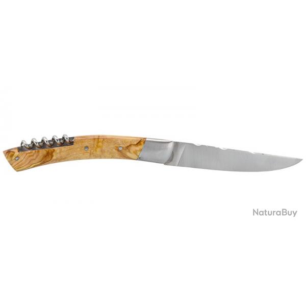 Couteau Coutellerie Chevaleria Le Thiers 2 pices - Lame 110mm- Manche Olivier - Tire-bouchon