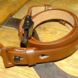 Bretelle Mauser K98 - Réfabrication artisanale en cuir marron