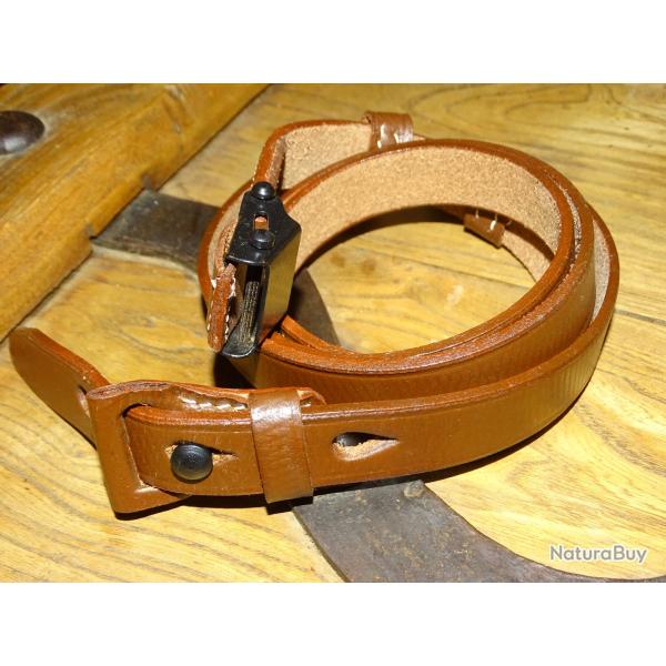 Bretelle Mauser K98 - Rfabrication artisanale en cuir marron