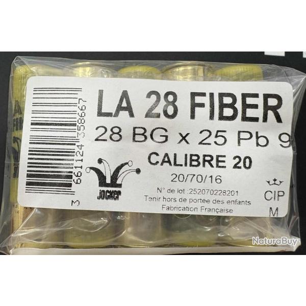 CARTOUCHE JOCKER calibre 20/70 LA 28 FIBER bourre grasse N9 x25