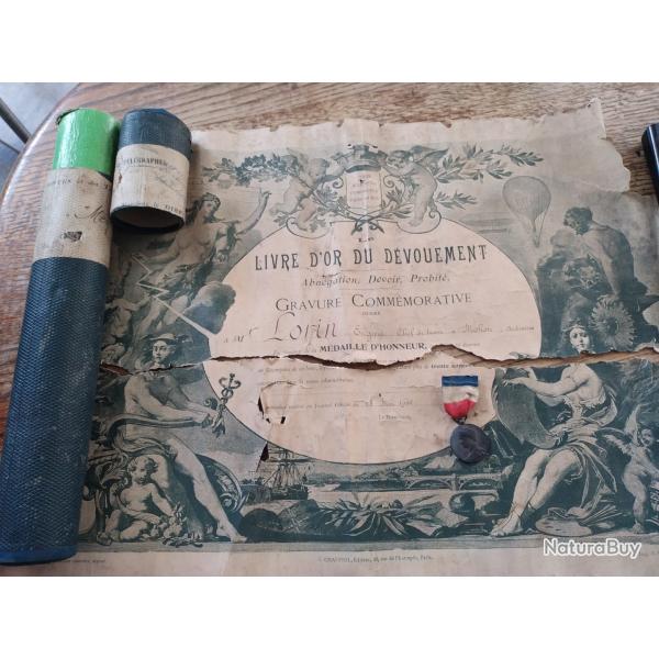 Mdaille du travail Borrel avec le certificat