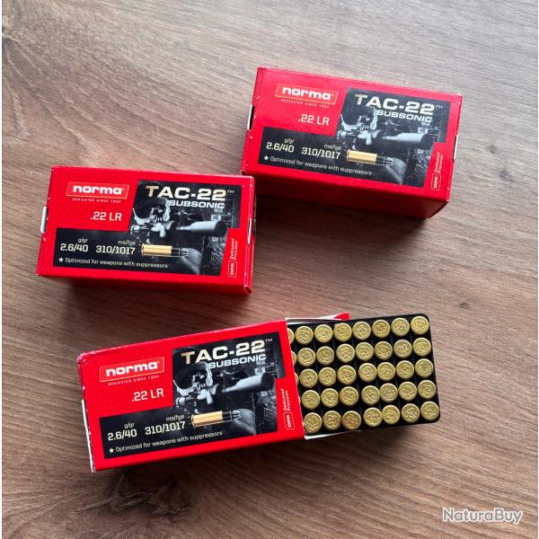150 Munitions Norma Tac-22 Subsonique