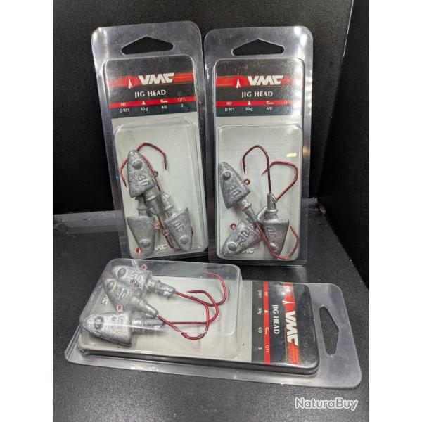 Lot n 221 / Tte plombe VMC JIG HEAD 4/0 30 grs , 3 blisters