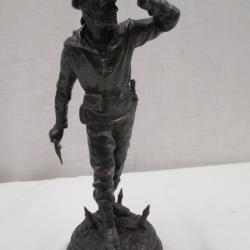 super - soldat en bronze - marin du - LE BAYARD - haut 23 cm signé - C . ANFRIE - poids 1K 450