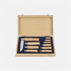 Coffret Collection Opinel - 10 Couteaux Inox Tradition du N°02 au N°12 avec Vitrine Bois