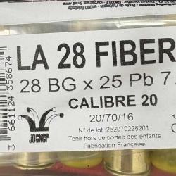 CARTOUCHE JOCKER calibre 20/70 LA28 FIBER bg N°7.5 x25
