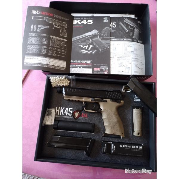 Hk 45 tactical tokyo marui avec deux chargeurs tat proche du neuf