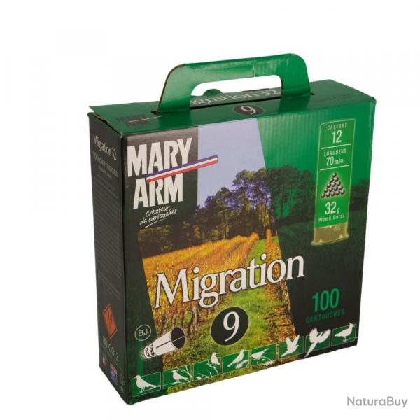 LOT DE 200 CARTOUCHES MARY ARM  MIGRATION CAL 12X70 32GR N9 BOURRE JUPE