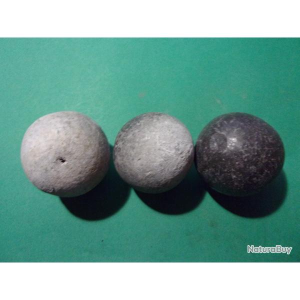 3 boulets de canon de marine en plomb 41 m/m de diamtre