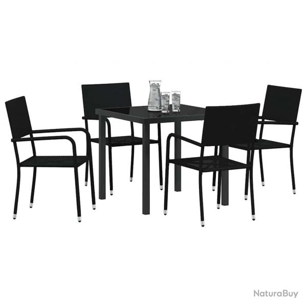 Ensemble de jardin 5 pices en rotin noir