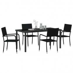 Ensemble de Salle à Manger de Jardin 5 pièces en noir en poly rattan