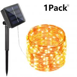 Guirlande solaire extérieure 32M 300 LED blanc chaud Étanche IP65 pour jardin terrasse fête